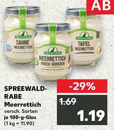 SPREEWALD-RABE Meerrettich versch. Sorten je 100-g-Glas (1 kg = 11.90)
