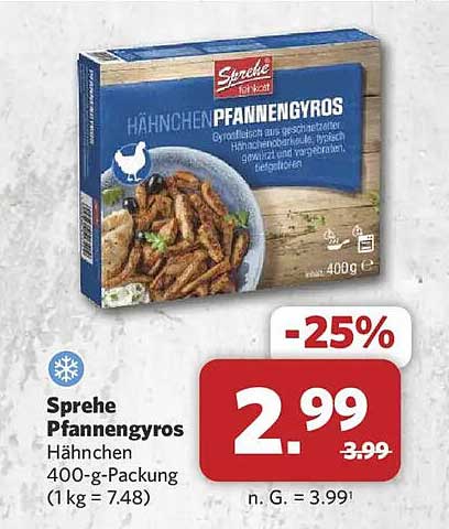 Sprehe Pfannengyros Hähnchen 400-g-Packung (1kg = 7.48)
