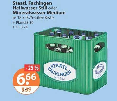Staatl. Fachingen Heilwasser Still oder Mineralwasser Medium je 12 x 0,75-Liter-Kiste