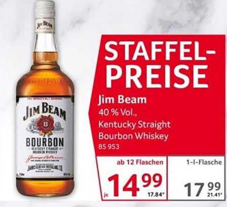 STAFFEL-PREISE Jim Beam 40 % Vol., Kentucky Straight Bourbon Whiskey 85 953