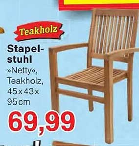 Stapelstuhl »Netty« Teakholz, 45 x 43 x 95 cm