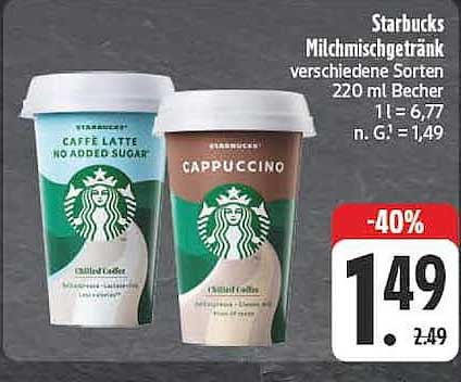 Starbucks Milchmischgetränk verschiedene Sorten 220 ml Becher