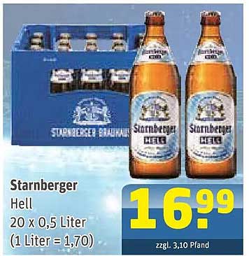 Starnberger Hell 20 x 0,5 Liter (1 Liter = 1,70)