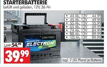 STARTERBATTERIE befüllt und geladen, 12V, 36 Ah