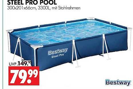 STEEL PRO POOL 300x201x66cm, 3300L, mit Stahlrahmen