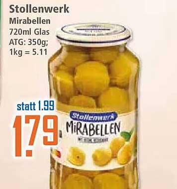 Stollenwerk Mirabellen 720ml Glas ATG: 350g; 1kg = 5.11