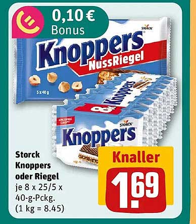 Storck Knoppers oder Riegel je 8 x 25/5 x 40-g-Packung