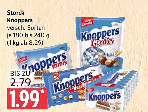 Storck Knoppers versch. Sorten je 180 bis 240 g (1 kg ab 8.29)
