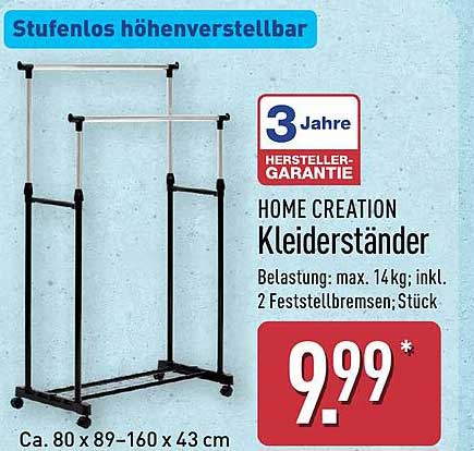 Stufenlos höhenverstellbar HOME CREATION Kleiderständer