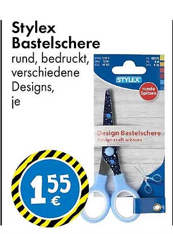 Stylex Bastelschere rund, bedruckt, verschiedene Designs, je