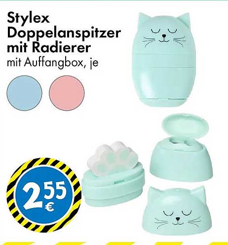 Stylex Doppelanspitzer mit Radierer mit Auffangbox, je
