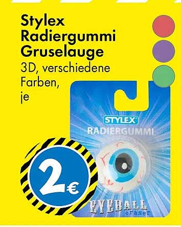 Stylex Radiergummi Gruselauge 3D, verschiedene Farben, je