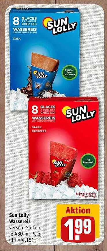 Sun Lolly Wasserreis versch. Sorten, je 480-ml-Pckg.