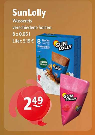 SunLolly Wassereis verschiedene Sorten 8 x 0,06 l