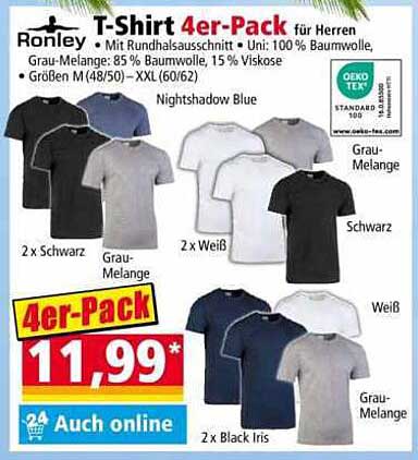 T-Shirt 4er-Pack für Herren