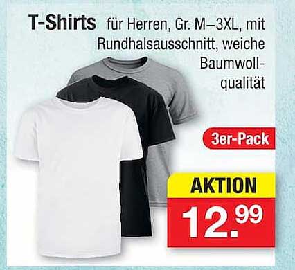 T-Shirts für Herren, Gr. M–3XL, mit Rundhalsausschnitt, weiche Baumwollqualität