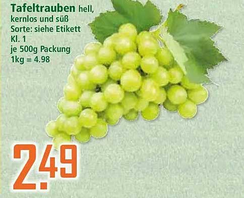Tafeltrauben hell, kernlos und süß