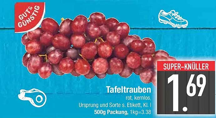 Tafeltrauben rot, kernlos