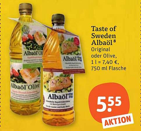 Taste of Sweden Albaöl Original oder Olive, 1 l = 7,40 €, 750 ml Flasche