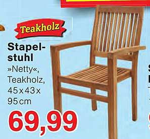 Teakholz Stapelstuhl »Netty«, Teakholz, 45 x 43 x 95 cm