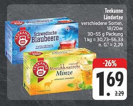 Teekanne Ländertee verschiedene Sorten, 18/20er, 30–55 g Packung