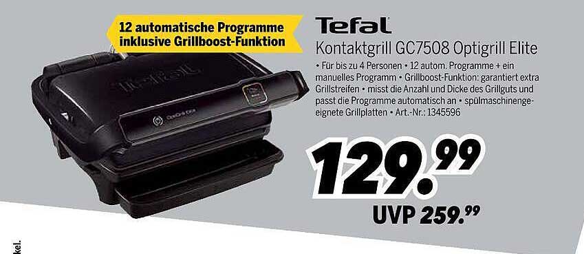 Tefal Kontaktgrill GC7508 Optigrill Elite