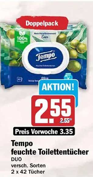 Tempo feuchte Toilettentücher DUO versch. Sorten 2 x 42 Tücher