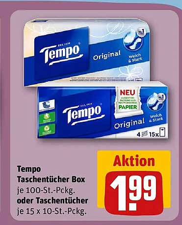 Tempo Taschentücher Box je 100-St.-Pckg. oder Taschentücher je 15 x 10-St.-Pckg.