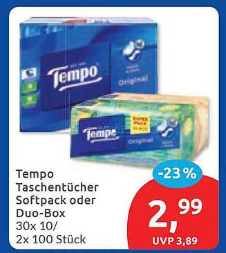 Tempo Taschentücher Softpack oder Duo-Box 30x 10/ 2x 100 Stück