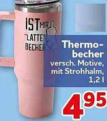 Thermo-becher versch. Motive mit Strohhalm, 1,2 l