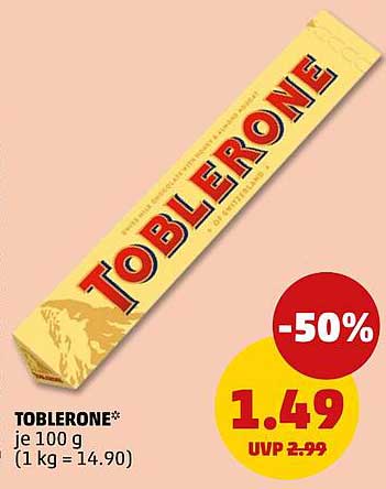 TOBLERONE* je 100 g (1 kg = 14.90)
