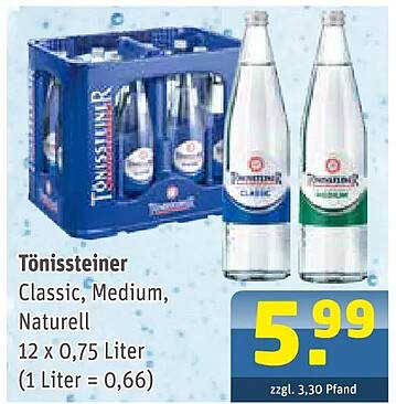 Tönissteiner Classic, Medium, Naturell 12 x 0,75 Liter (1 Liter = 0,66)