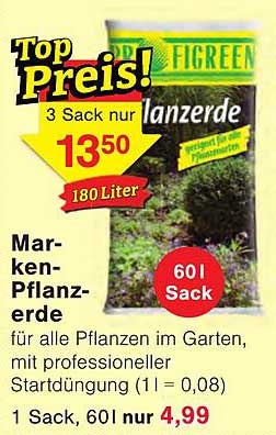 Top Preis! FIGREEN Pflanzerde 3 Sack nur 13,50 180 Liter 60 l Sack Marken-Pflanzerde für alle Pflanzen im Garten, mit professioneller Startdüngung (1 l = 0,08) 1 Sack, 60 l nur 4,99