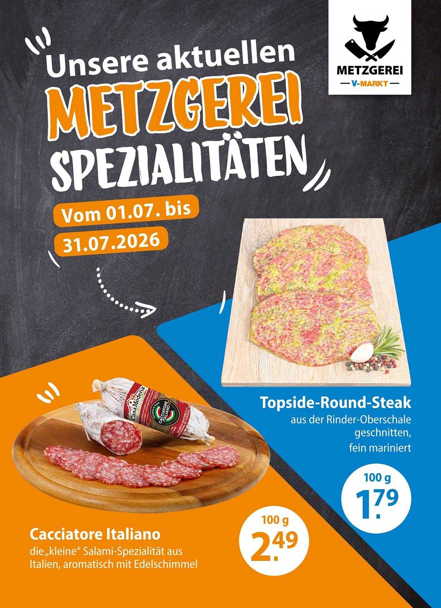 Topside-Round-Steak aus der Rinder-Oberschale geschnitten, fein mariniert