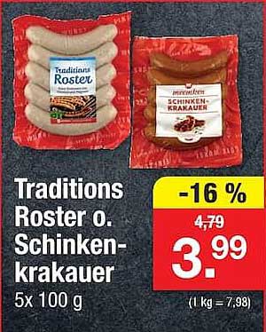 Traditions Roster o. Schinken-krakauer 5x 100 g