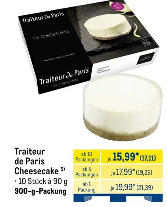 Traiteur de Paris Cheesecake 5) • 10 Stück à 90 g • 900-g-Packung