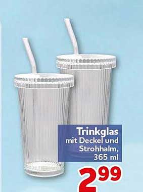 Trinkglas mit Deckel und Strohhalm, 365 ml