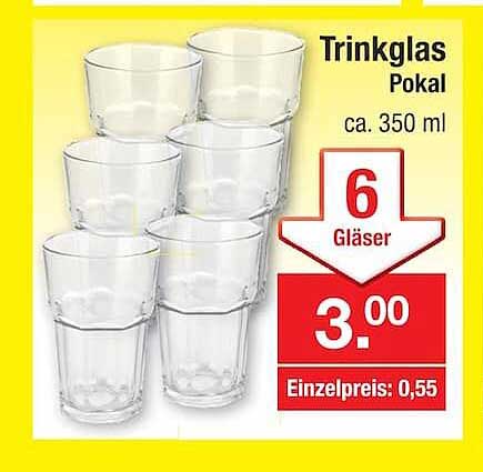 Trinkglas Pokal ca. 350 ml 6 Gläser