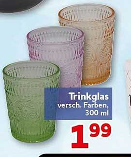 Trinkglas, versch. Farben, 300 ml