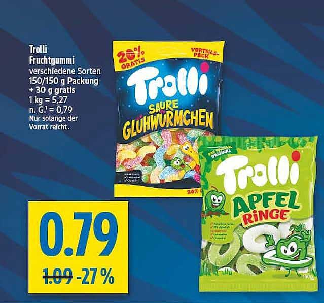 Trolli Fruchtgummi verschiedene Sorten 150/150 g Packung + 30 g gratis