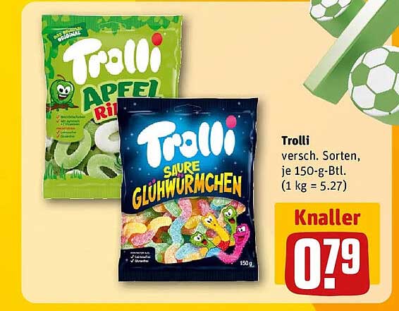 Trolli versch. Sorten, je 150-g-Btl. (1 kg = 5.27)