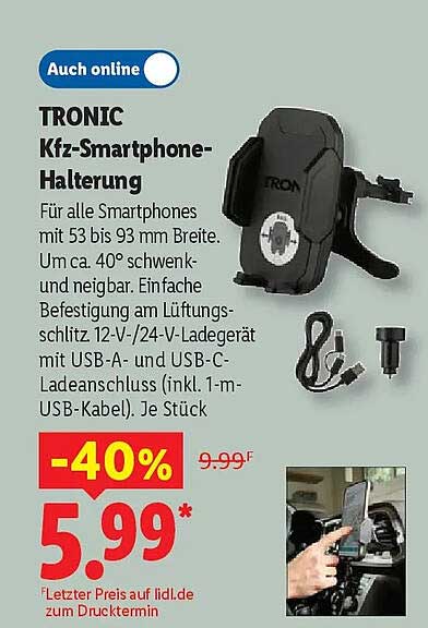 TRONIC Kfz-Smartphone-Halterung