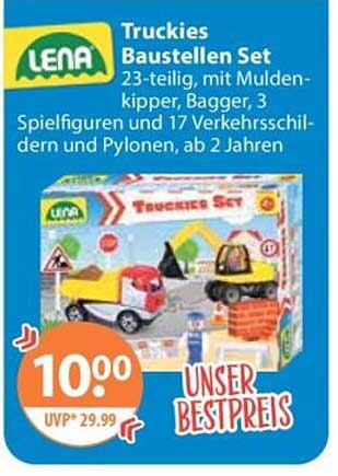 Truckies Baustellen Set 23-teilig, mit Muldenkipper, Bagger, 3 Spielfiguren und 17 Verkehrsschildern und Pylonen, ab 2 Jahren