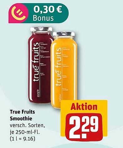 True Fruits Smoothie versch. Sorten, je 250-ml-Fl. (1 l = 9,16)