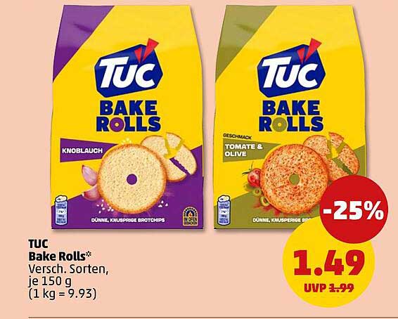 TUC Bake Rolls* Versch. Sorten, je 150 g (1 kg = 9.93)