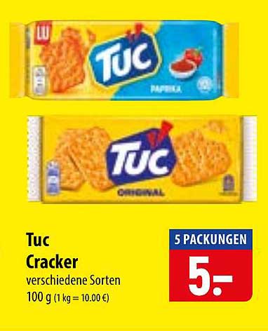 Tuc Cracker verschiedene Sorten 100 g (1 kg = 10.00 €) 5 PACKUNGEN 5-