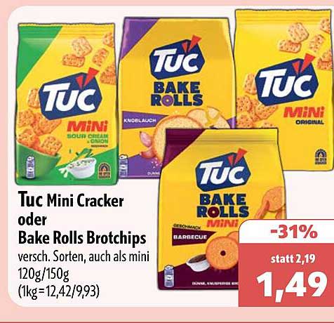 Tuc Mini Cracker oder Bake Rolls Brotchips