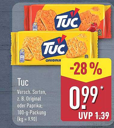 Tuc Versch. Sorten, z. B. Original oder Paprika; 100-g-Packung (kg = 9.90)