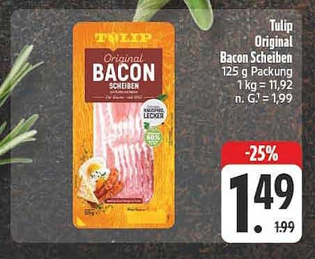 Tulip Original Bacon Scheiben 125 g Packung