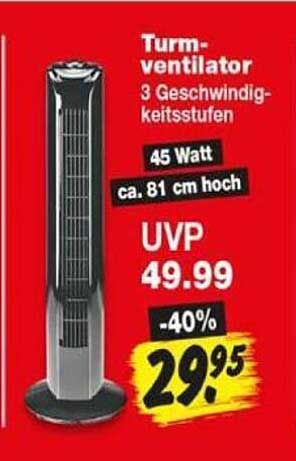 Turmventilator 3 Geschwindigkeitsstufen